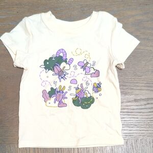 Cat & Jack Cream Tee with Purple and Green Insect Design